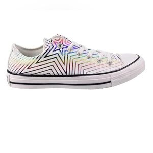Converse White and Colorful Rainbow 🌈 Accents Sneakers, Sz 8